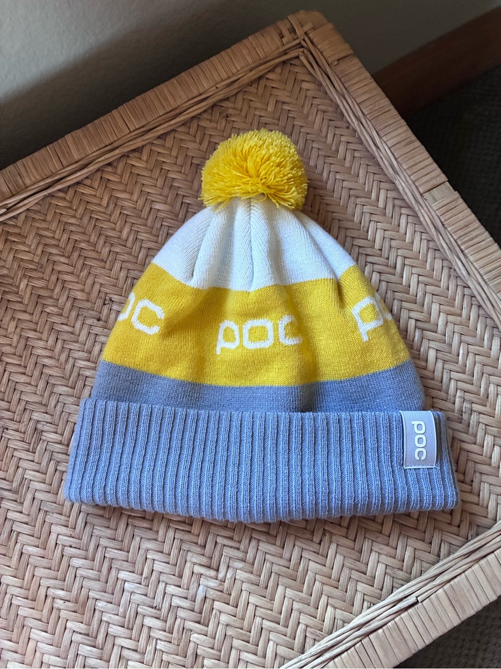 POC Women's Yellow, White & Gray Pom Beanie